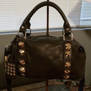 Be & D Studded Black Lambskin Satchel
